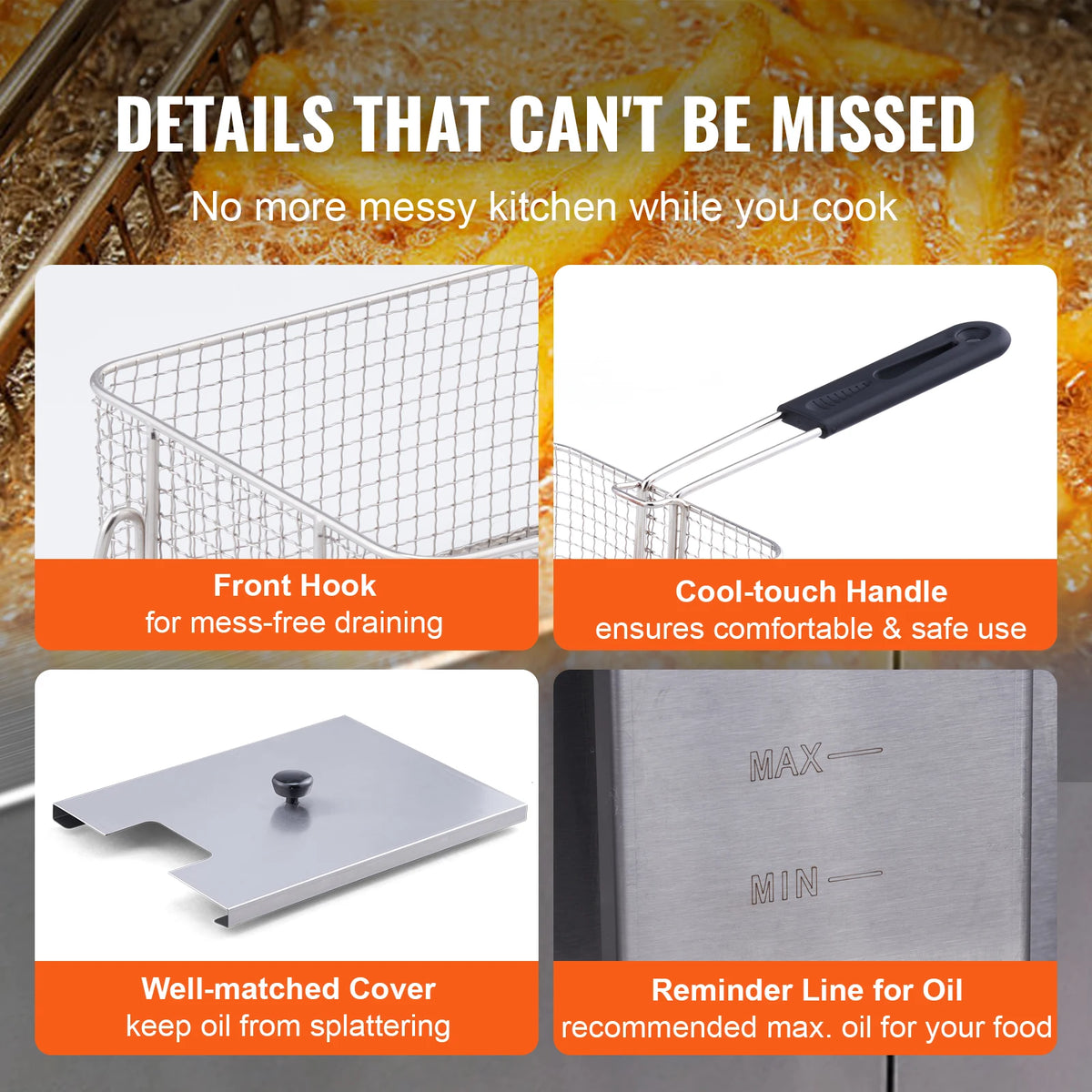 SucceBuy Commercial Deep Fryer With Dual Removable Oil Tanks