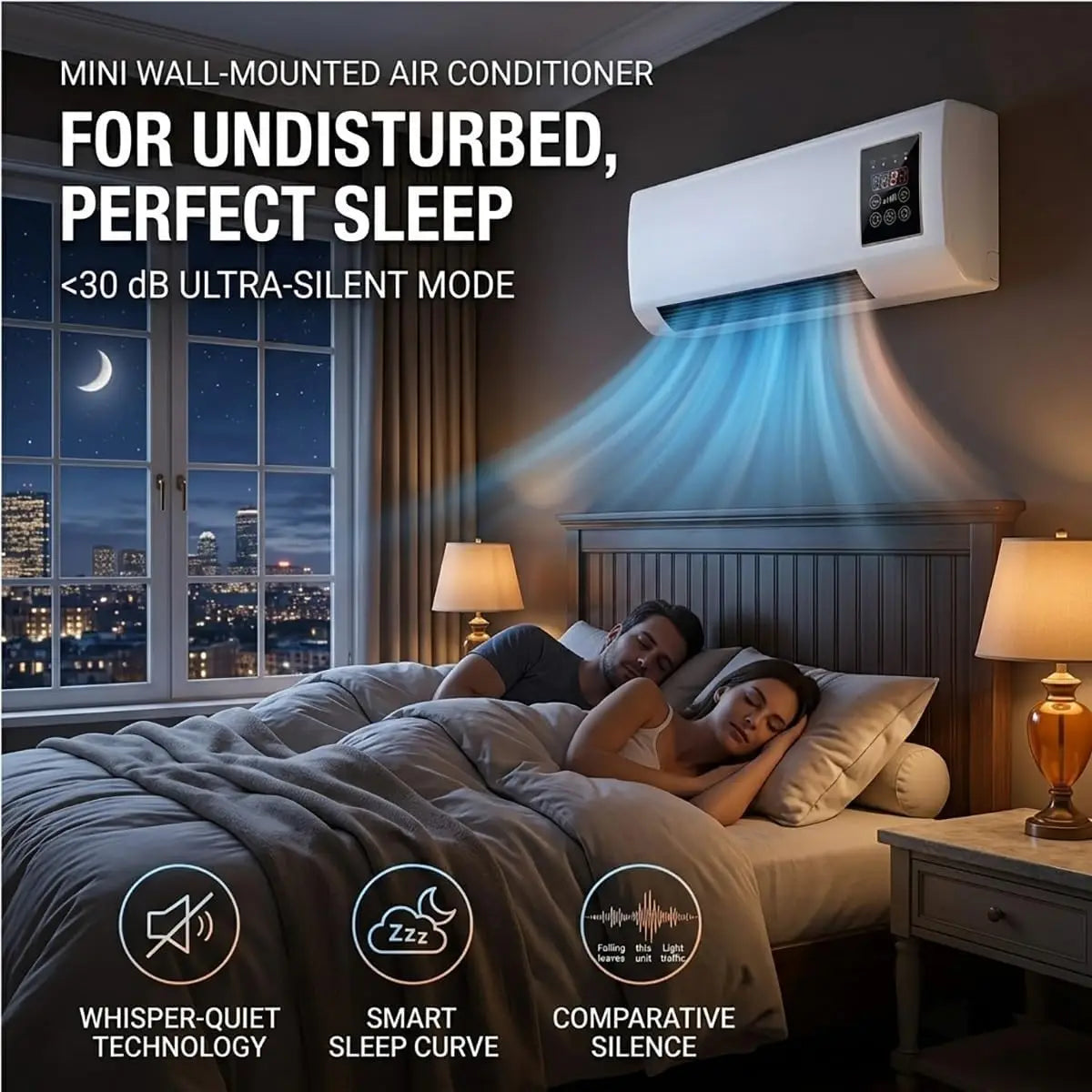 Wall Mounted 2-in-1 Heater And Air Conditioner Fan With Remote