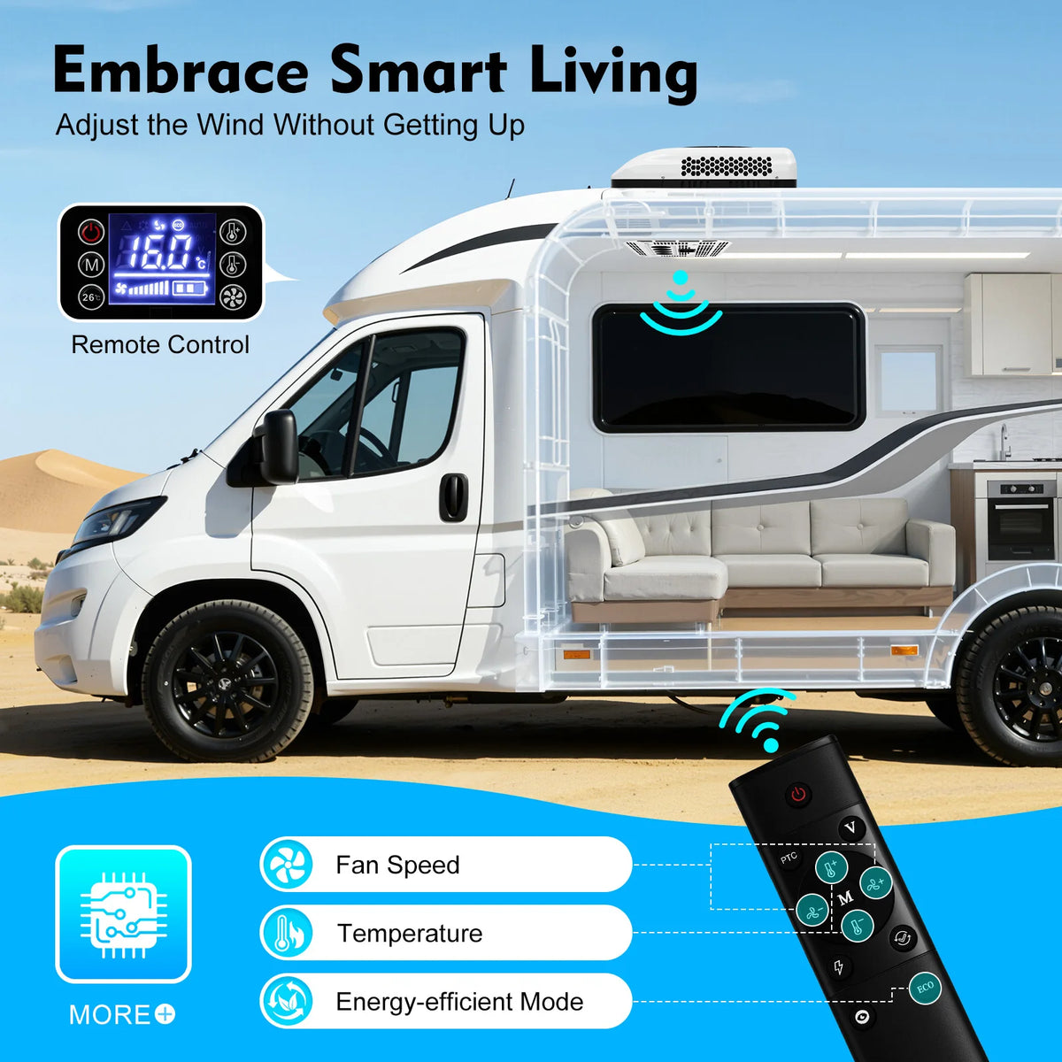 Bymaocar 12V RV Air Conditioner For Motorhome Cooling And Heating