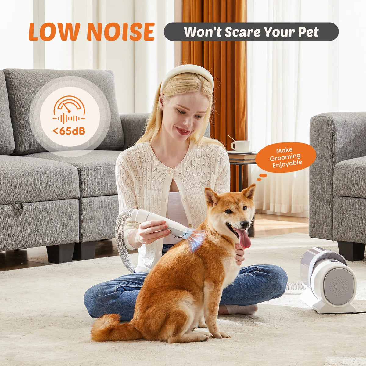 JHK Cordless Pet Grooming Vacuum With Low Noise Clippers