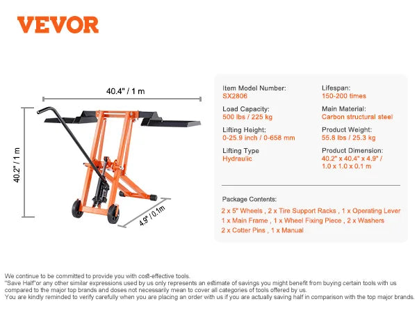 SucceBuy Adjustable Hydraulic Lawn Mower Lift For Garden Tractors