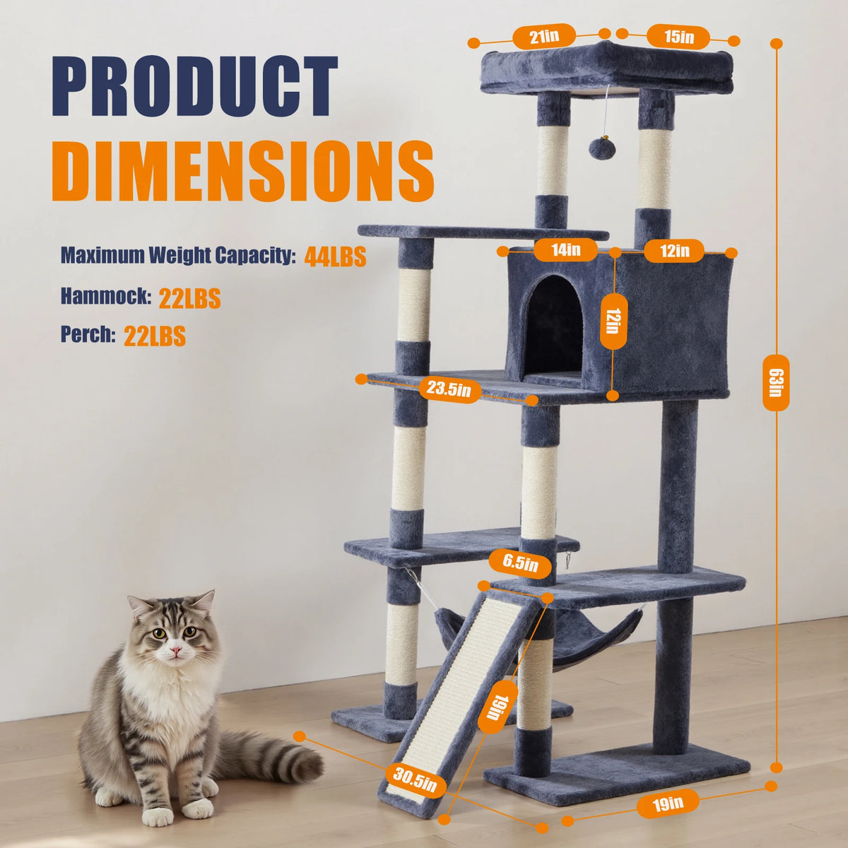 MCQ Sturdy Cat Tree Tower Featuring Sisal Posts And Condo
