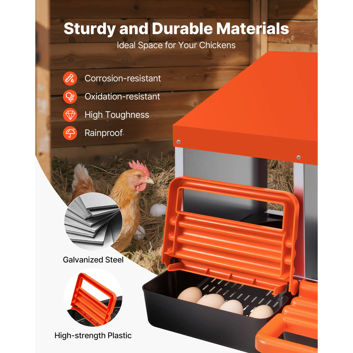 SucceBuy Metal Chicken Nesting Boxes With Roll Out Egg Collection Lids