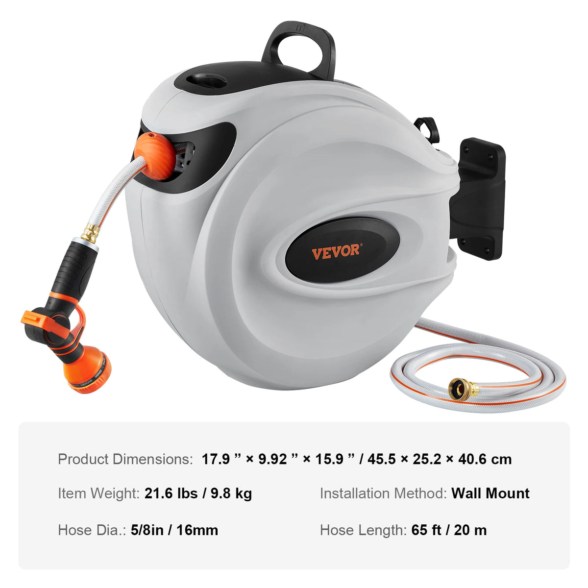 SucceBuy Retractable Garden Hose Reel With Automatic Rewind System