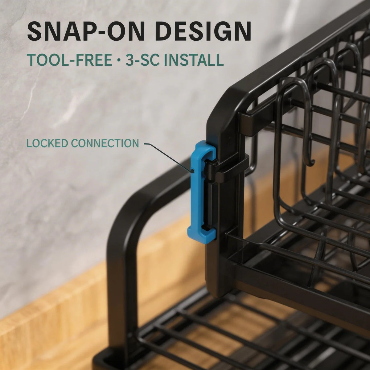 HiMISS Two Tier Dish Drying Rack With Drainage Tray