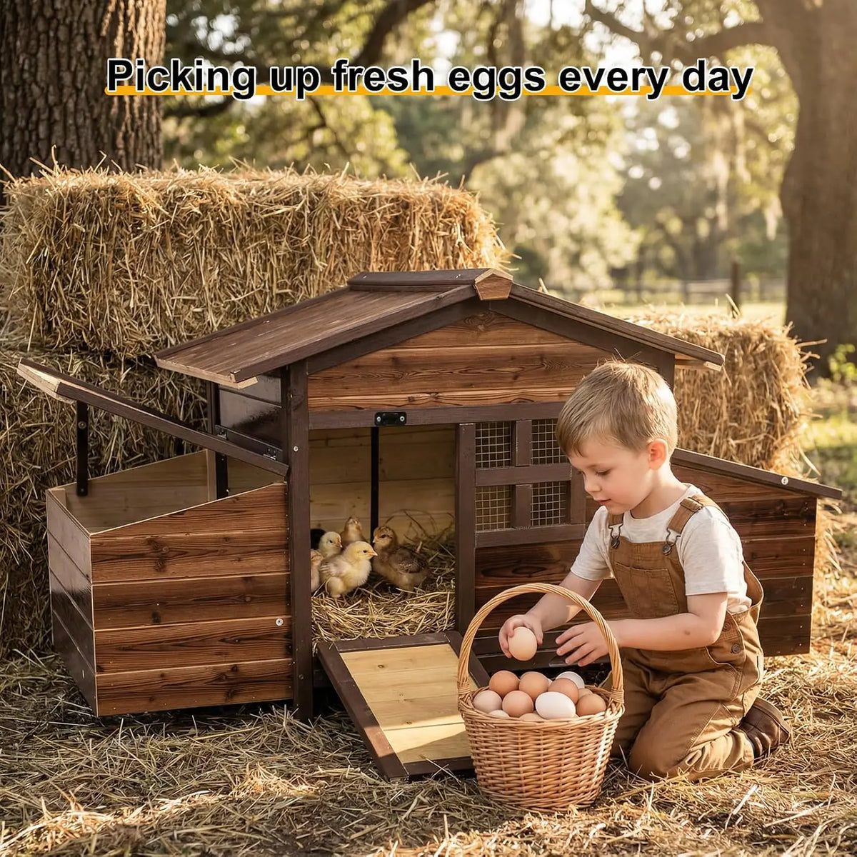 Wooden Chicken Coop With Nesting Boxes Ramp And Ventilated Window