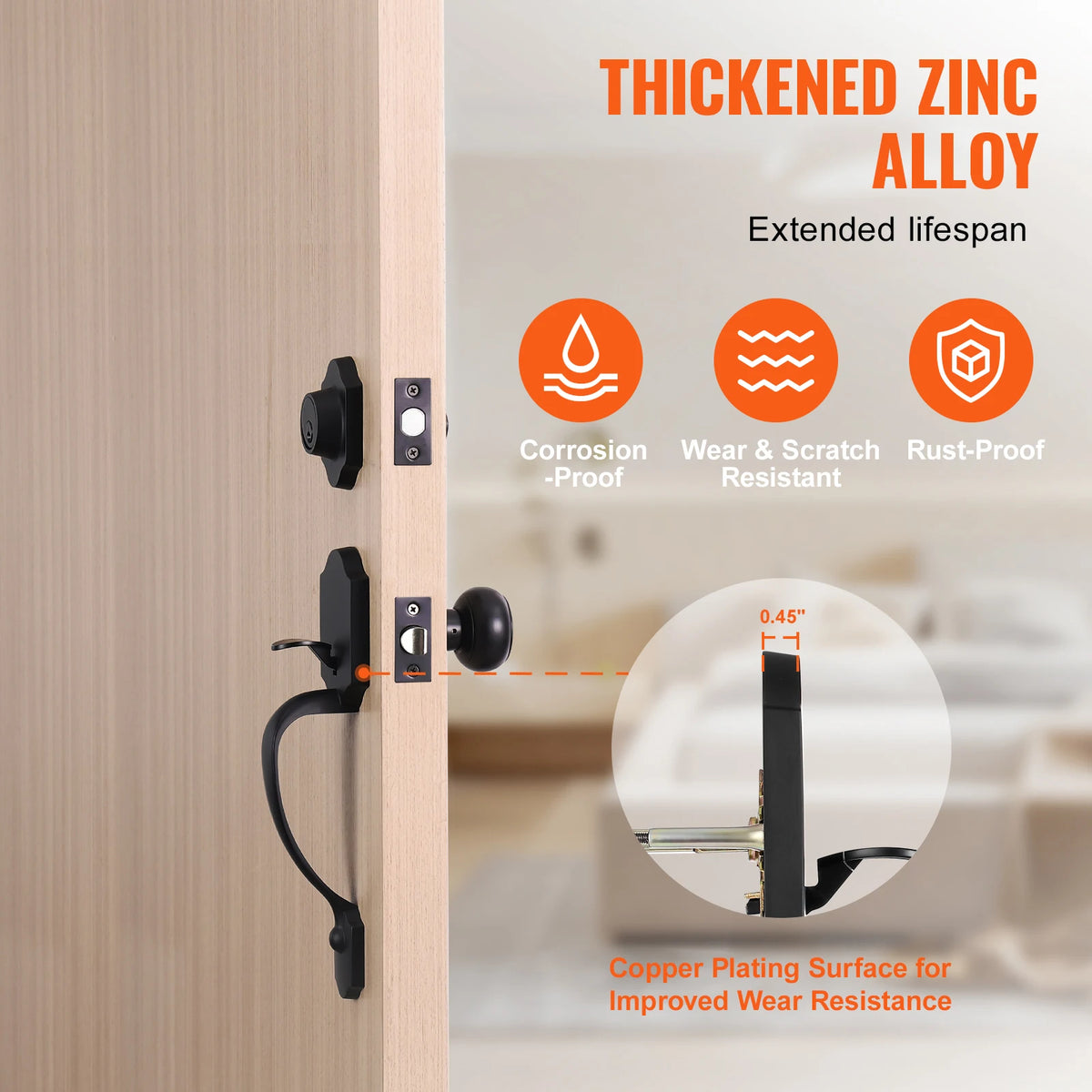 SucceBuy Front Door Handleset With Deadbolt And Interior Knob Lock