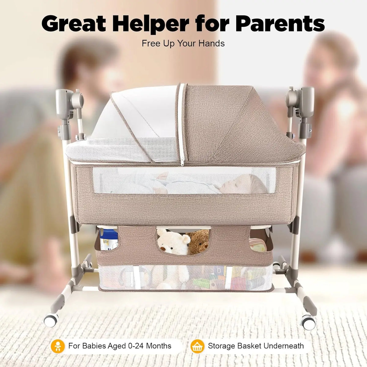 Smart Electric Baby Bassinet With Automatic Rocking and Music Play
