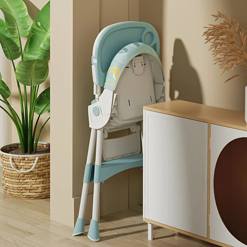 Foldable Adjustable Baby Feeding Chair With Safety Belt For Dining Tables