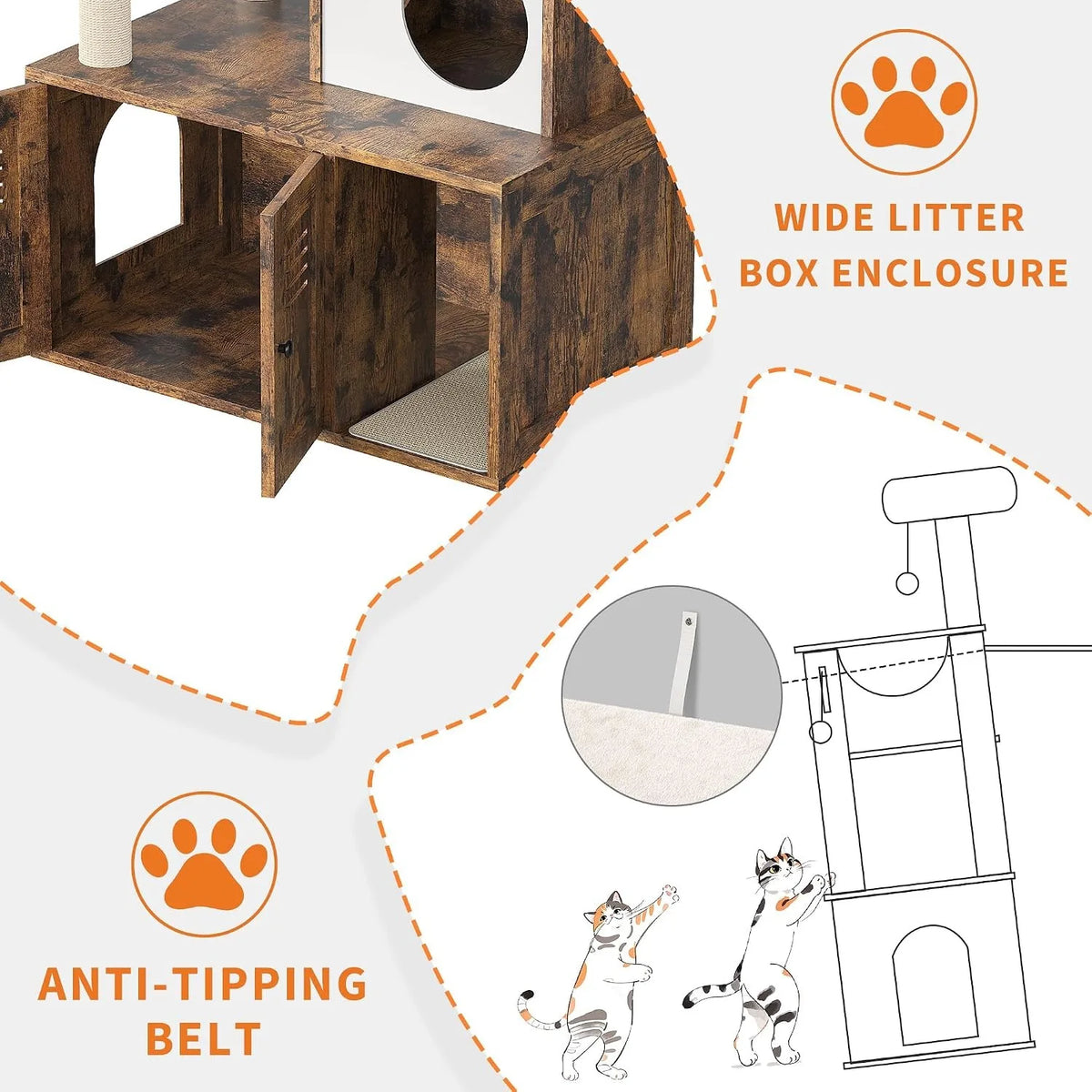 Modern Cat Tower With Integrated Hidden Litter Box Enclosure