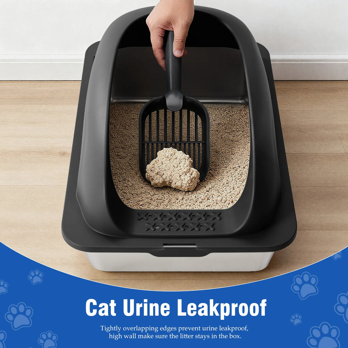 Durable Stainless Steel Cat Litter Box With Secure Protective Lid