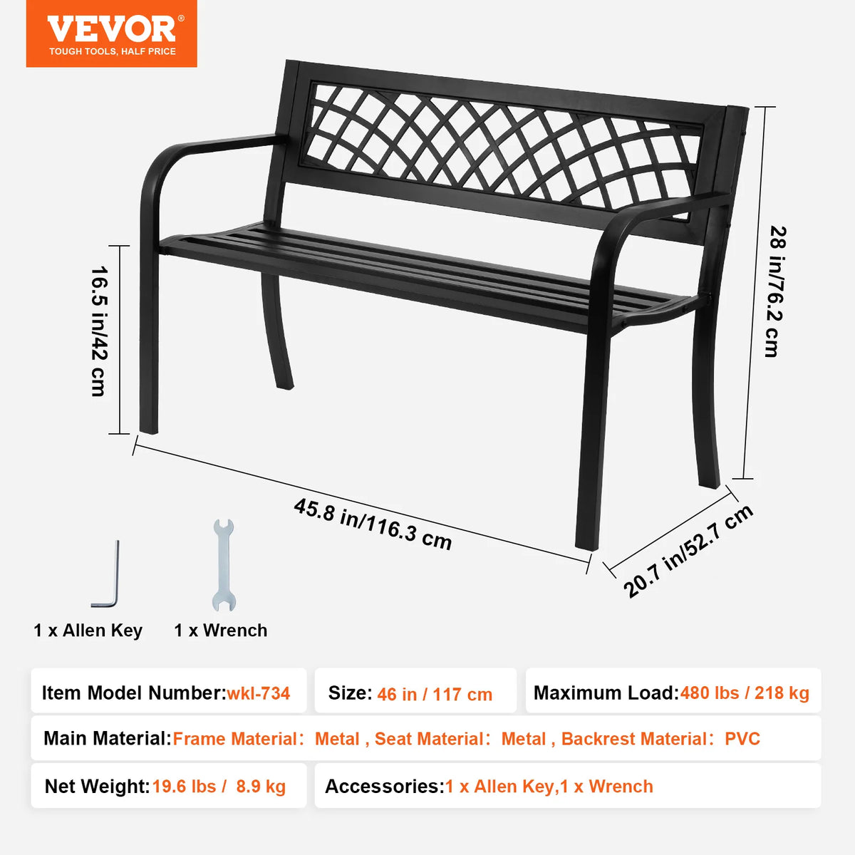 SucceBuy Wooden Outdoor Garden Bench for Patio and Park Furniture