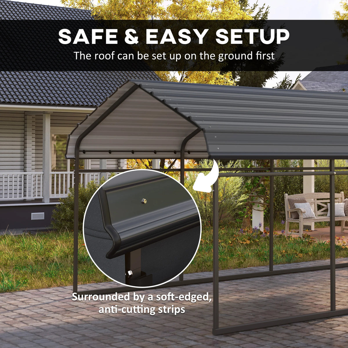 Outsunny Heavy Duty Metal Carport With Removable Protective Sidewalls