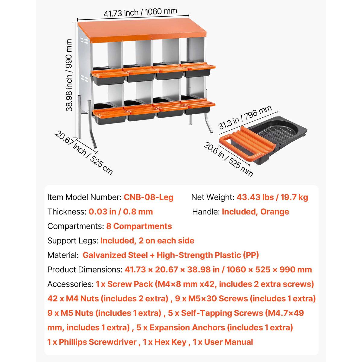 SucceBuy Metal Chicken Nesting Boxes With Roll Out Egg Collection Lids