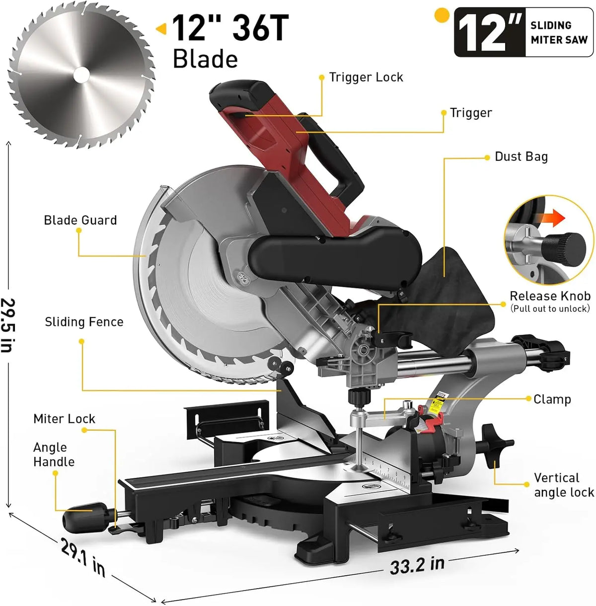 Marvtool Sliding Compound Miter Saw For Precision Cutting Power