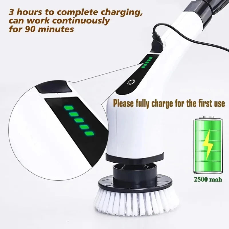 Multifunctional Cordless Electric Spin Scrubber for Bathroom and Kitchen Cleaning