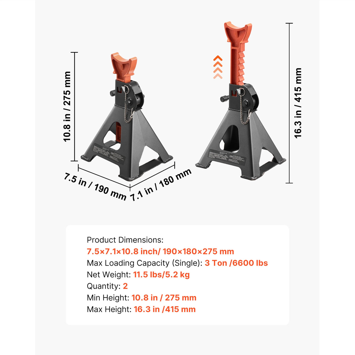 SucceBuy Heavy Duty Steel Jack Stands With Locking Mechanism