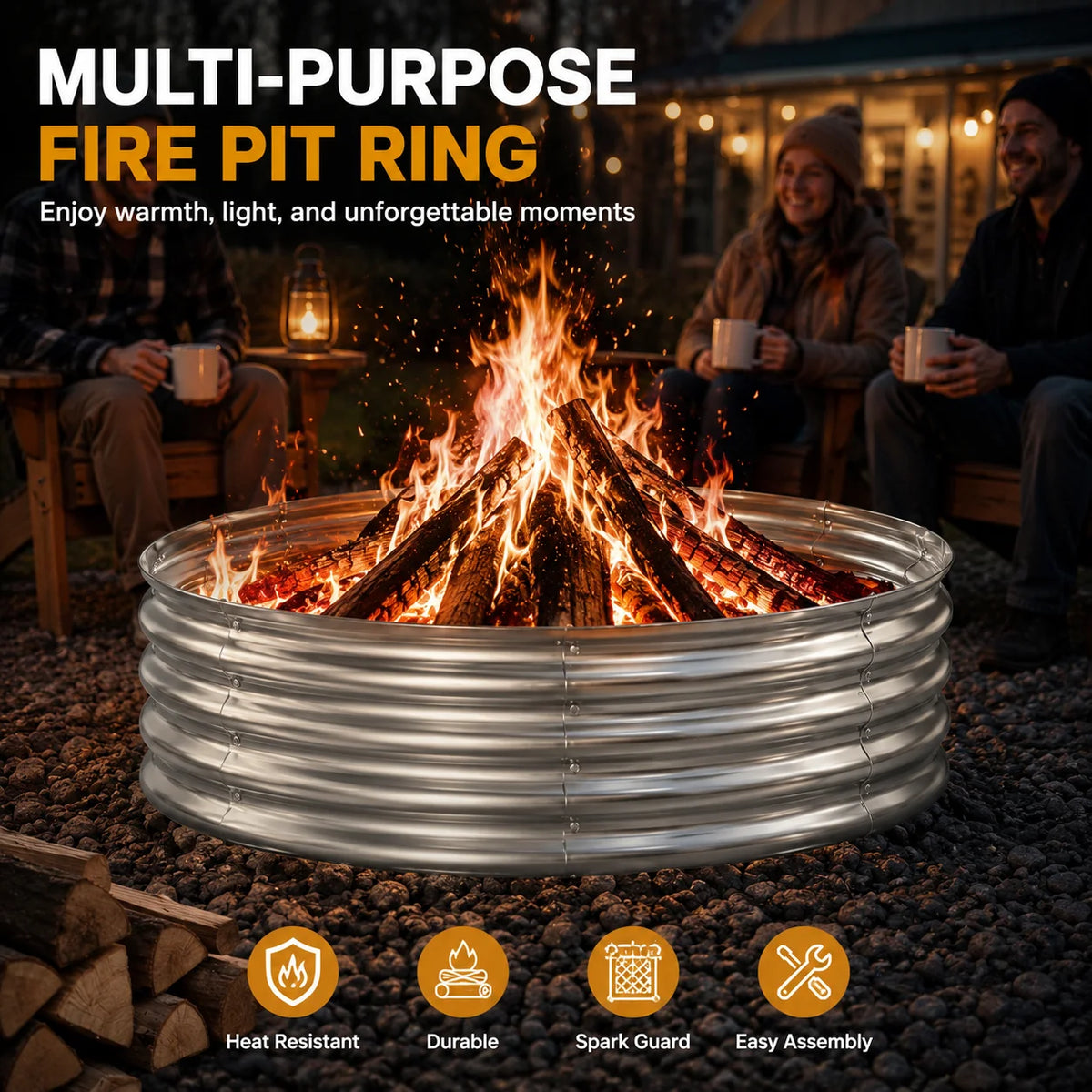 Heavy Duty Galvanized Steel Fire Pit Ring For Outdoor Use