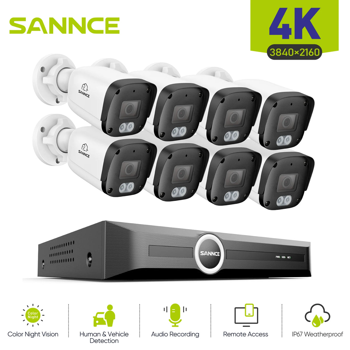 Sannce 8MP PoE Outdoor Security Camera And 8Ch Nvr