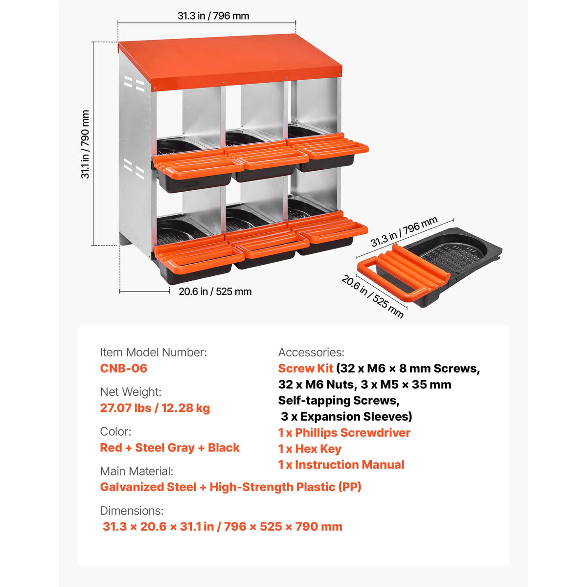 SucceBuy Metal Chicken Nesting Boxes With Roll Out Egg Collection Lids