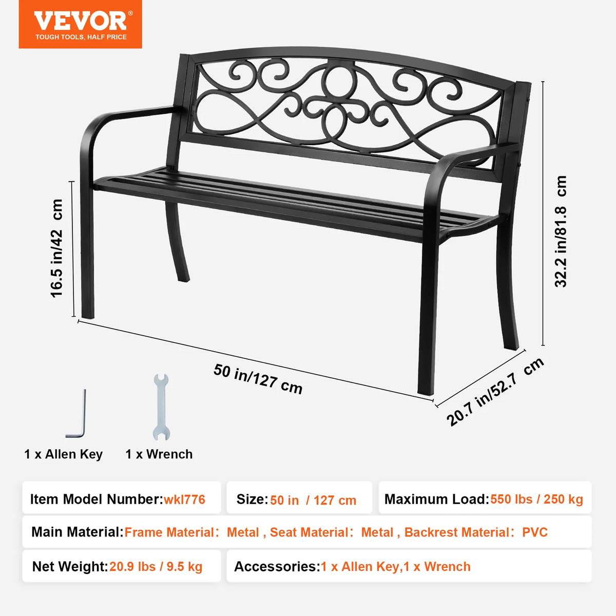 SucceBuy Wooden Outdoor Garden Bench for Patio and Park Furniture