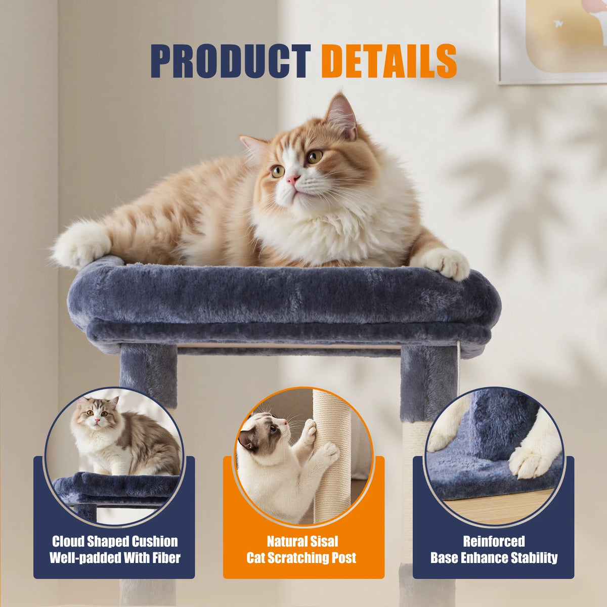 MCQ Sturdy Cat Tree Tower Featuring Sisal Posts And Condo