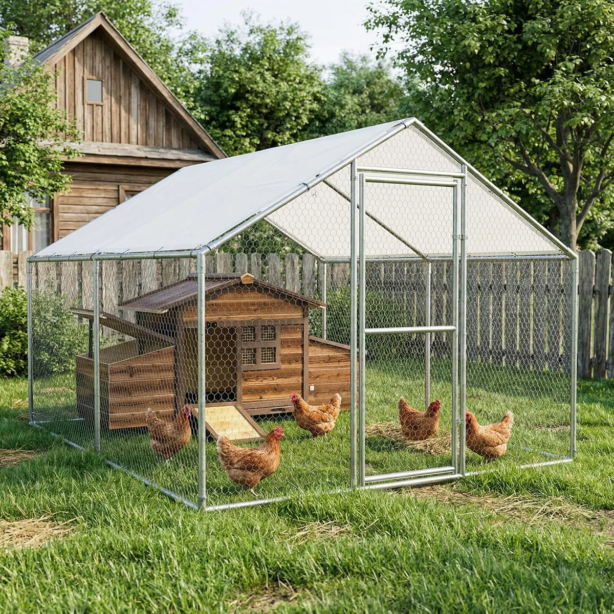 Wooden Chicken Coop With Nesting Boxes Ramp And Ventilated Window