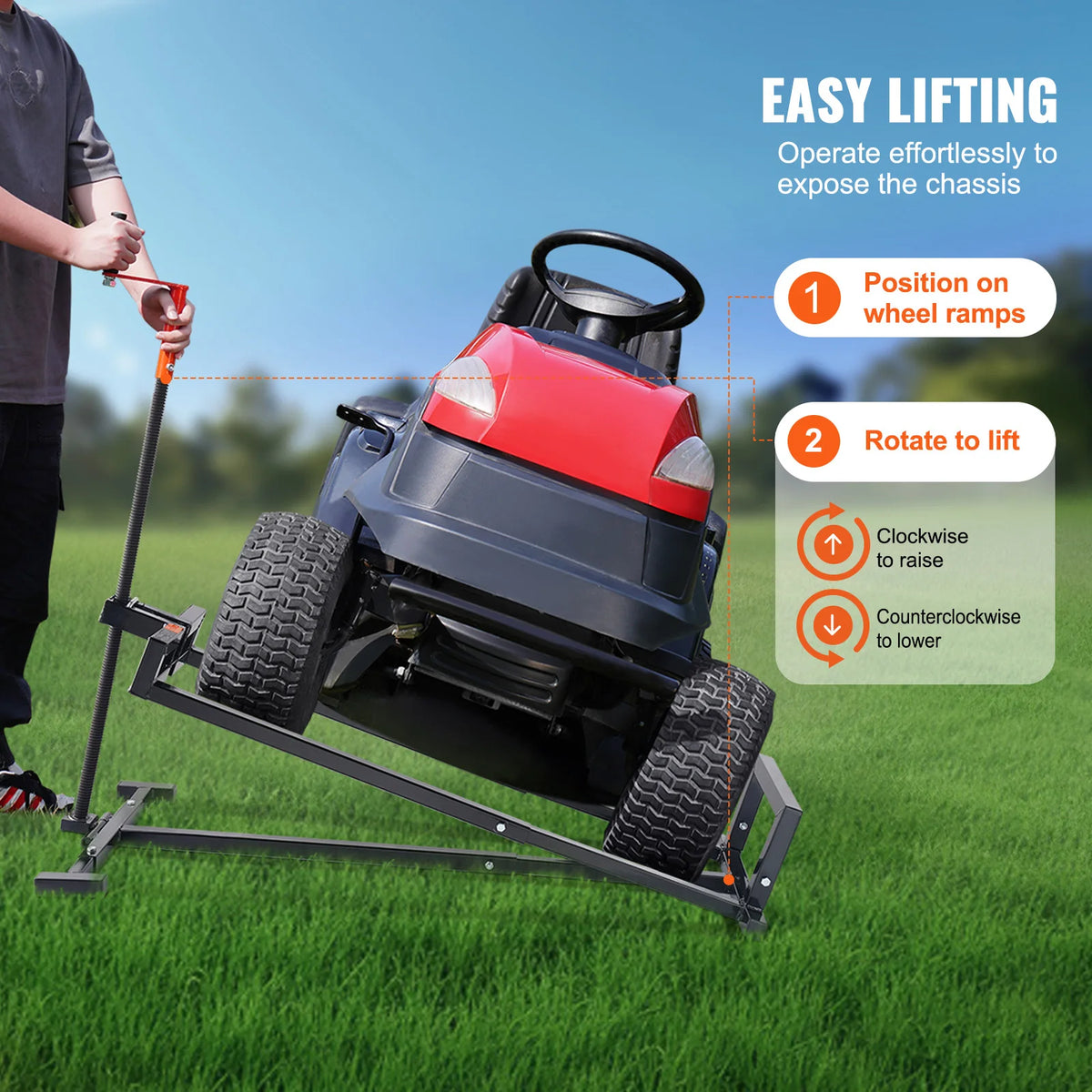 SucceBuy Adjustable Hydraulic Lawn Mower Lift For Garden Tractors