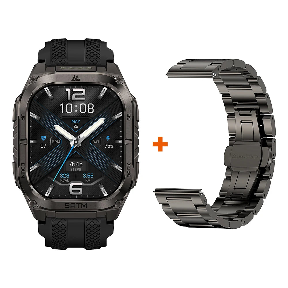 KOSPET Tank M4C GPS Smartwatch With Flashlight And Health Tracking