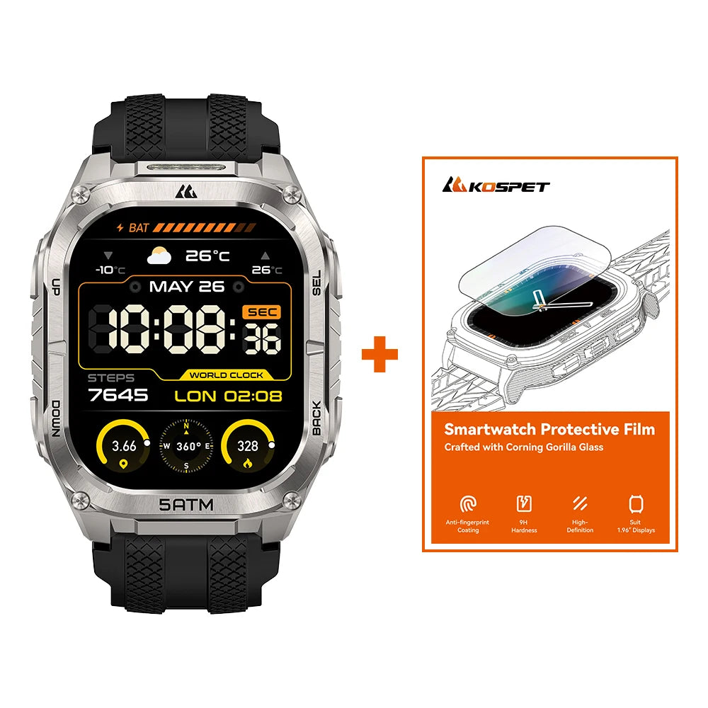 KOSPET Tank M4C GPS Smartwatch With Flashlight And Health Tracking