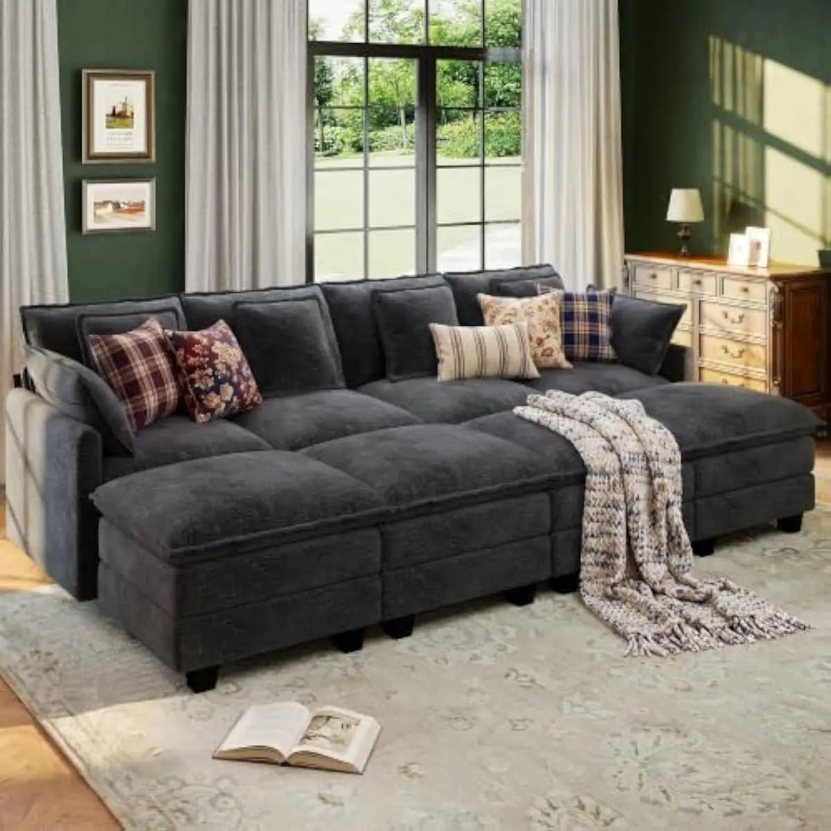 Modular Cloud Sectional Sofa With Deep Seats And Adjustable Layout