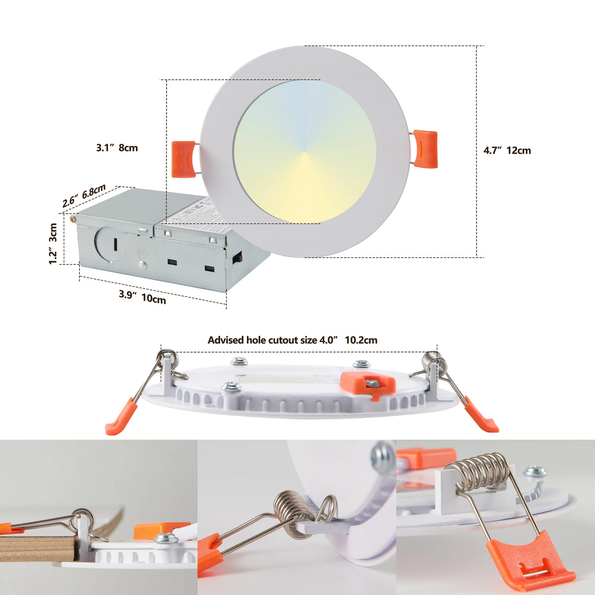 ARLGSITE Dimmable Recessed LED Ceiling Lights With Adjustable Color Temperature