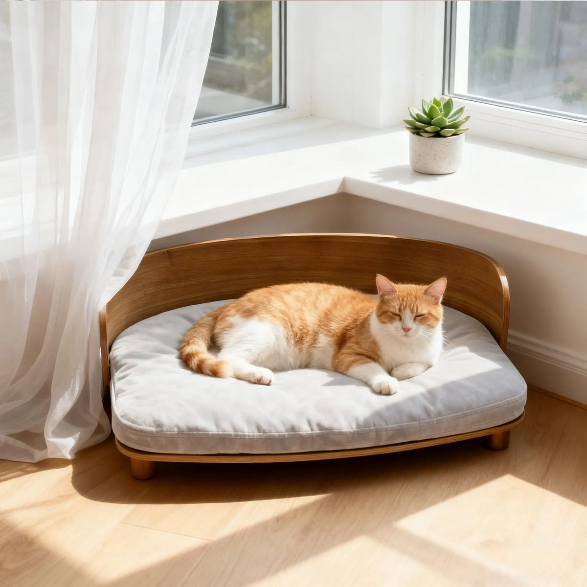 BORWART Elevated Wood Pet Sofa With Cushion For Small Pets