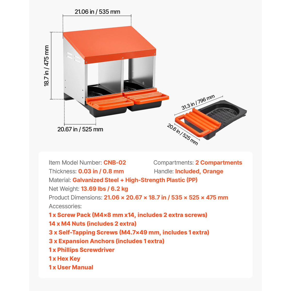 SucceBuy Metal Chicken Nesting Boxes With Roll Out Egg Collection Lids