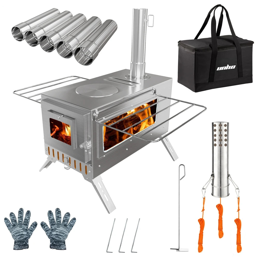 Portable Stainless Steel Wood Burning Camping Stove With Chimney
