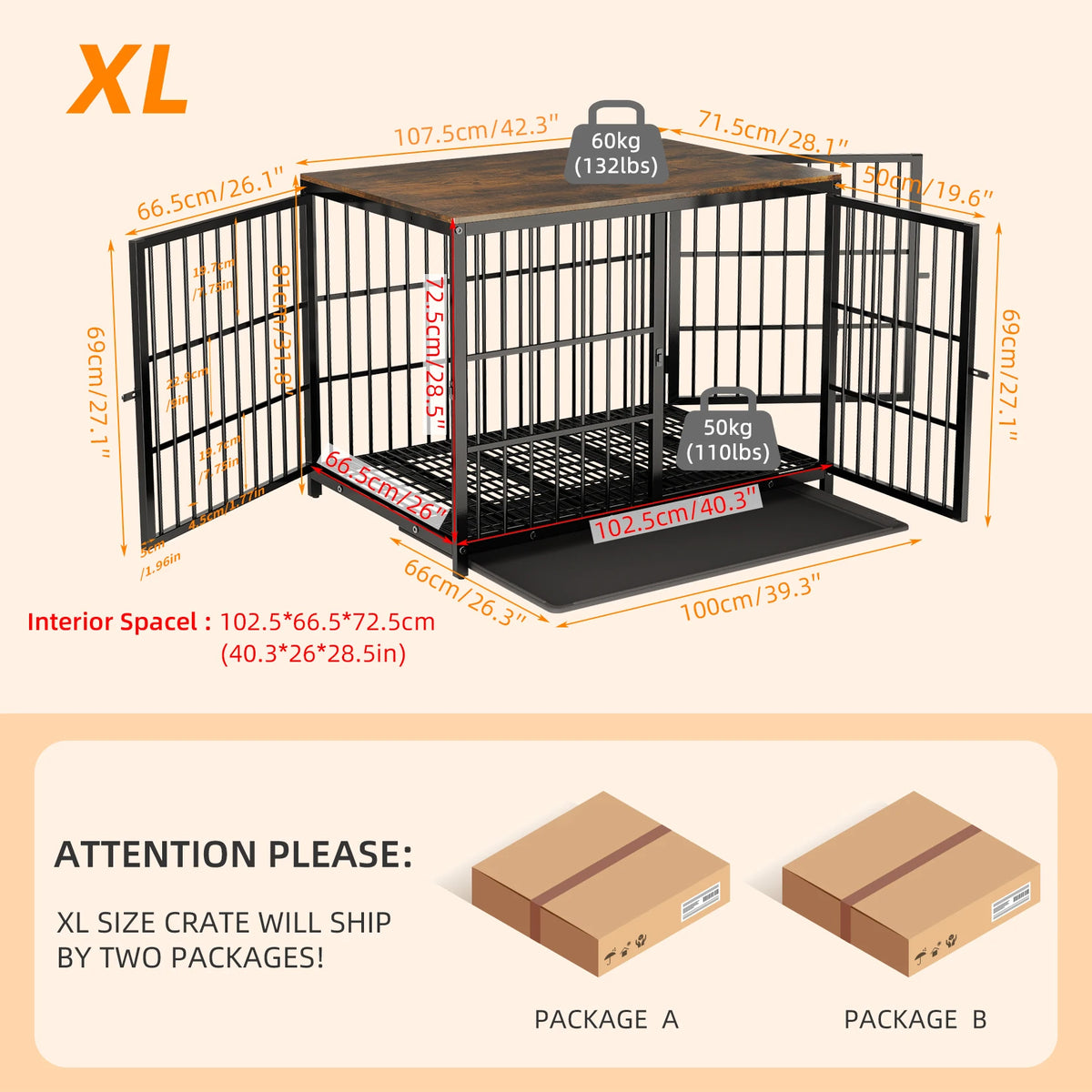 Metal And Wood Furniture Style Dog Crate End Table
