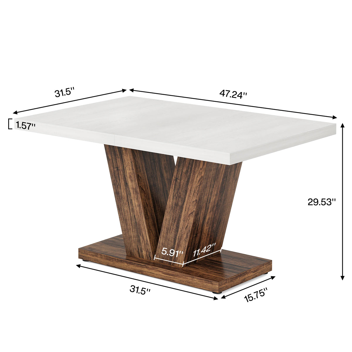 Tribesigns Modern Farmhouse Wooden Pedestal Dining Table