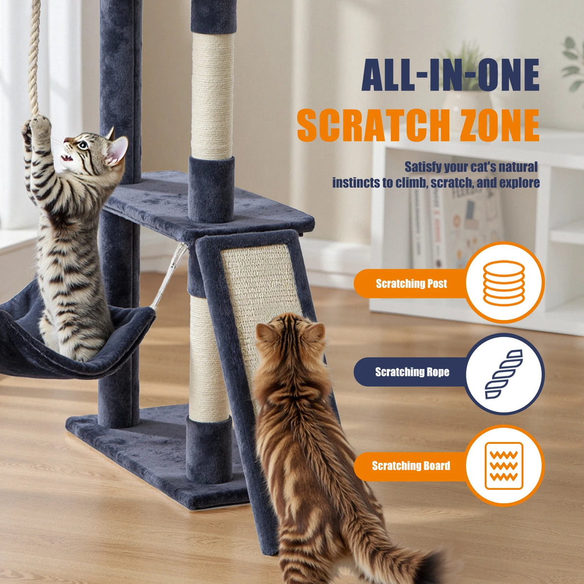 MCQ Sturdy Cat Tree Tower Featuring Sisal Posts And Condo