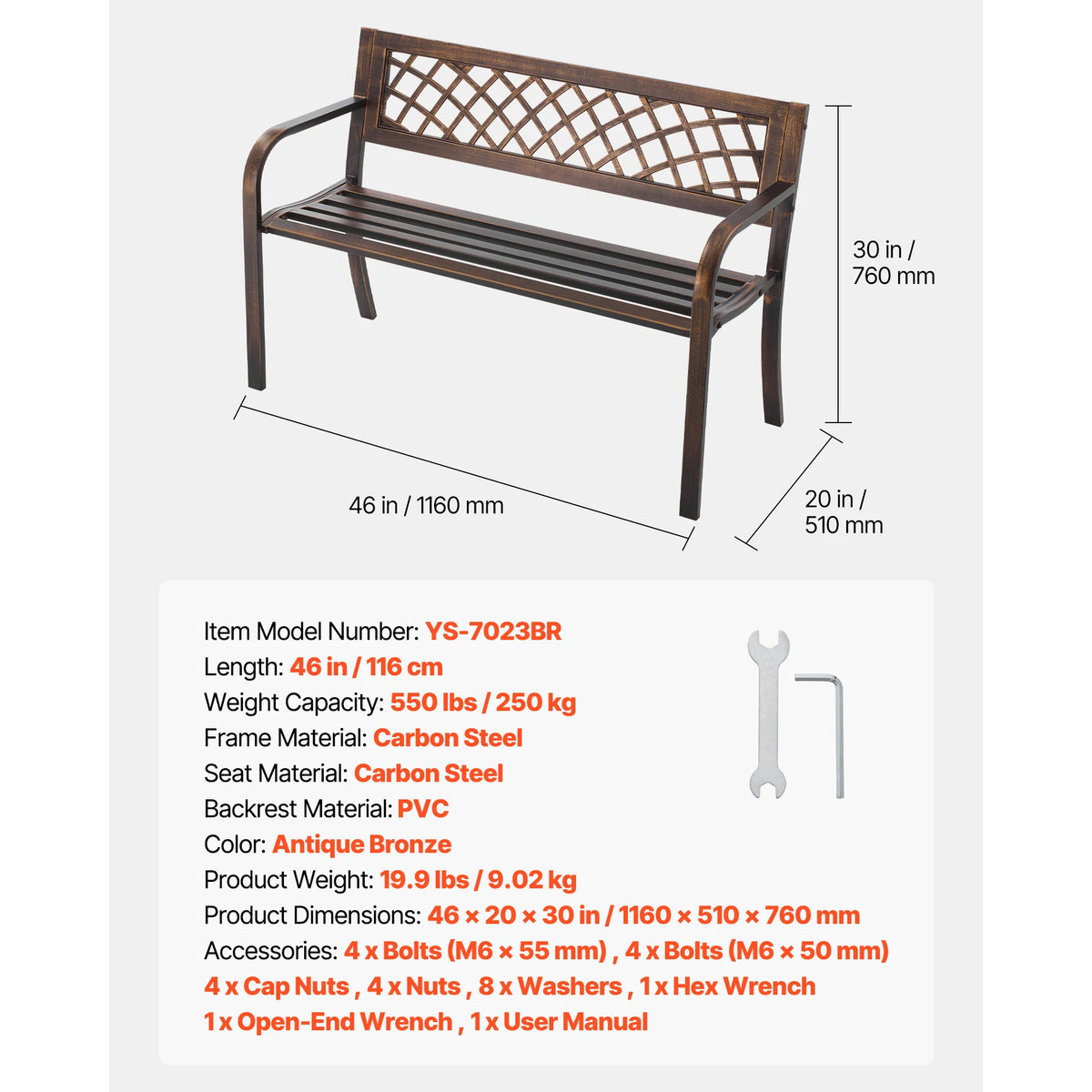 SucceBuy Wooden Outdoor Garden Bench for Patio and Park Furniture