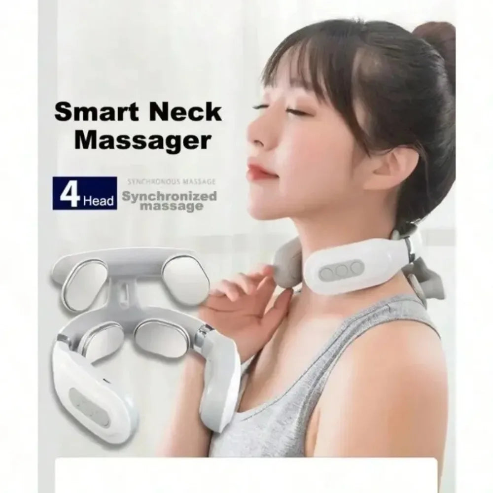 Lism Four Heads Adjustable Neck Massager with Heating USB Charge