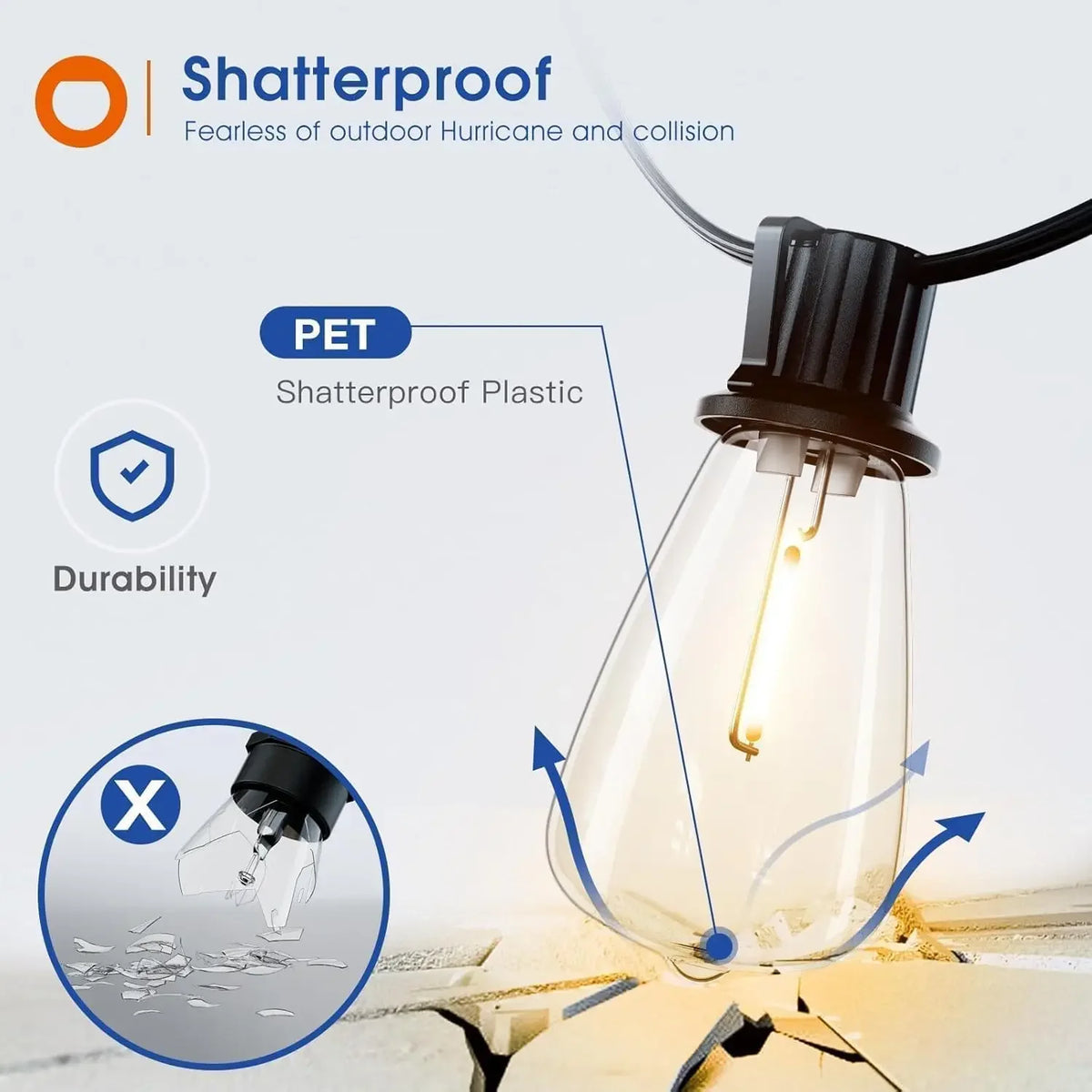 Mimirgb LED Outdoor String Lights Dimmable Waterproof ST38 Bulbs
