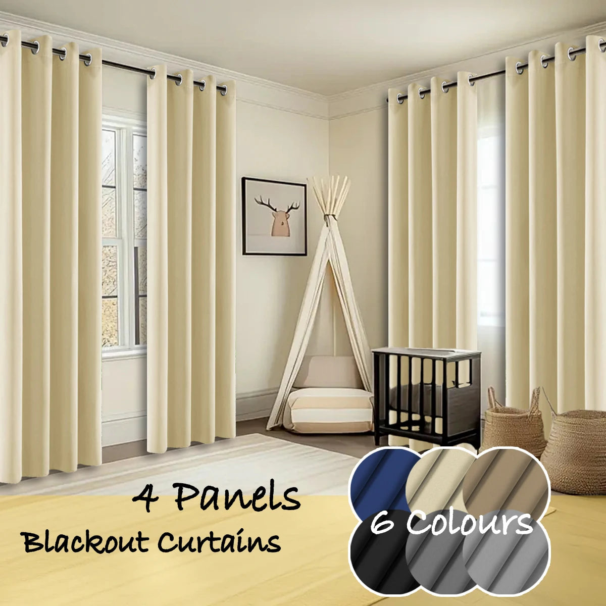 Four Panel Thermal Blackout Curtains With Standard Ring Tops
