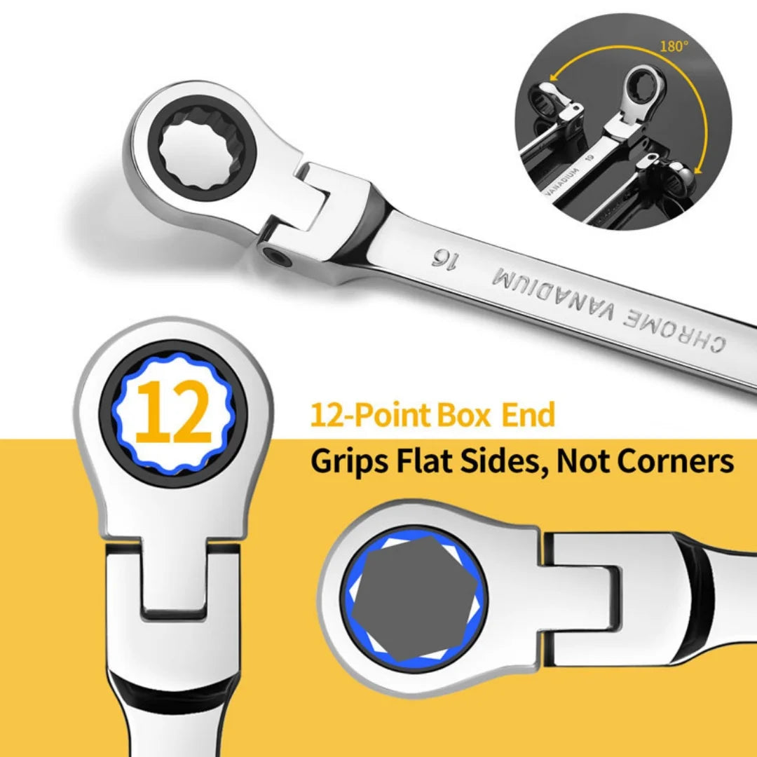 Chrome Vanadium Ratchet Spanner Set for Auto and Home Repairs