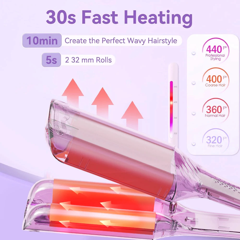 Adjustable Temperature Electric Curling Iron Deep Wave Spiral Styler Wand