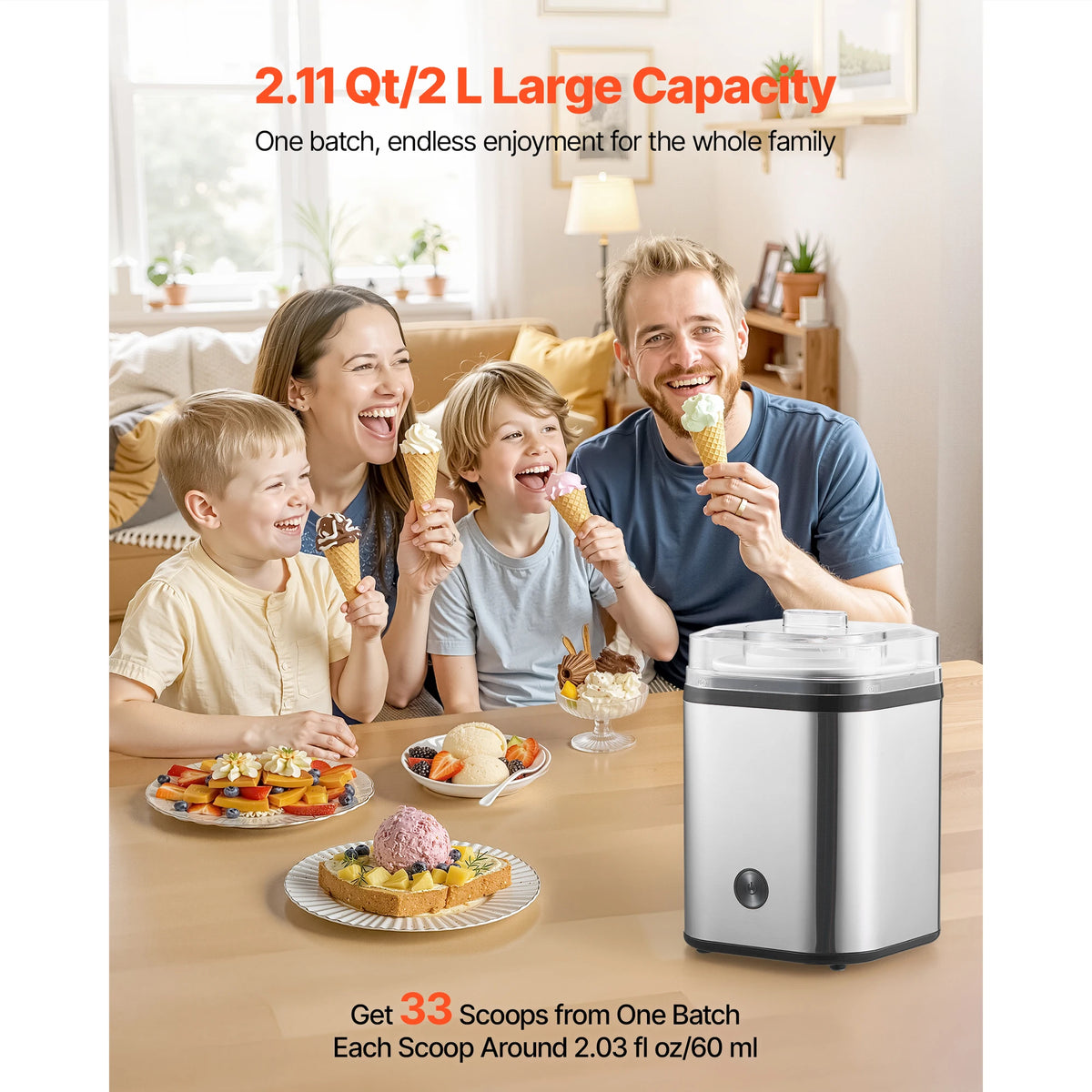 SucceBuy Automatic Electric Ice Cream Maker For Homemade Frozen Desserts