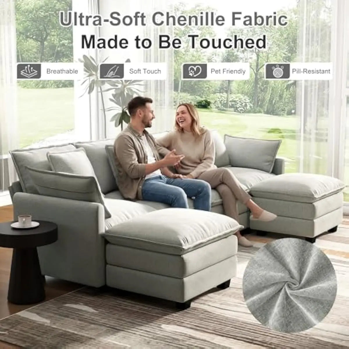 Modular Cloud Sectional Sofa With Deep Seats And Adjustable Layout
