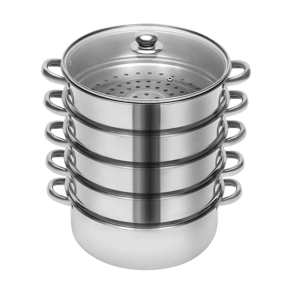 5 Tier Stainless Steel Steamer Pot With Lid For Cooking