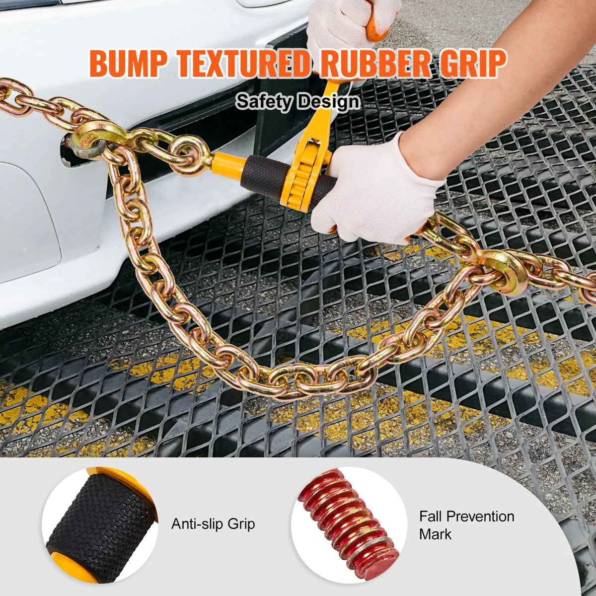Industrial Ratchet Chain Load Binder With Dual Hooks For Truck Hauling
