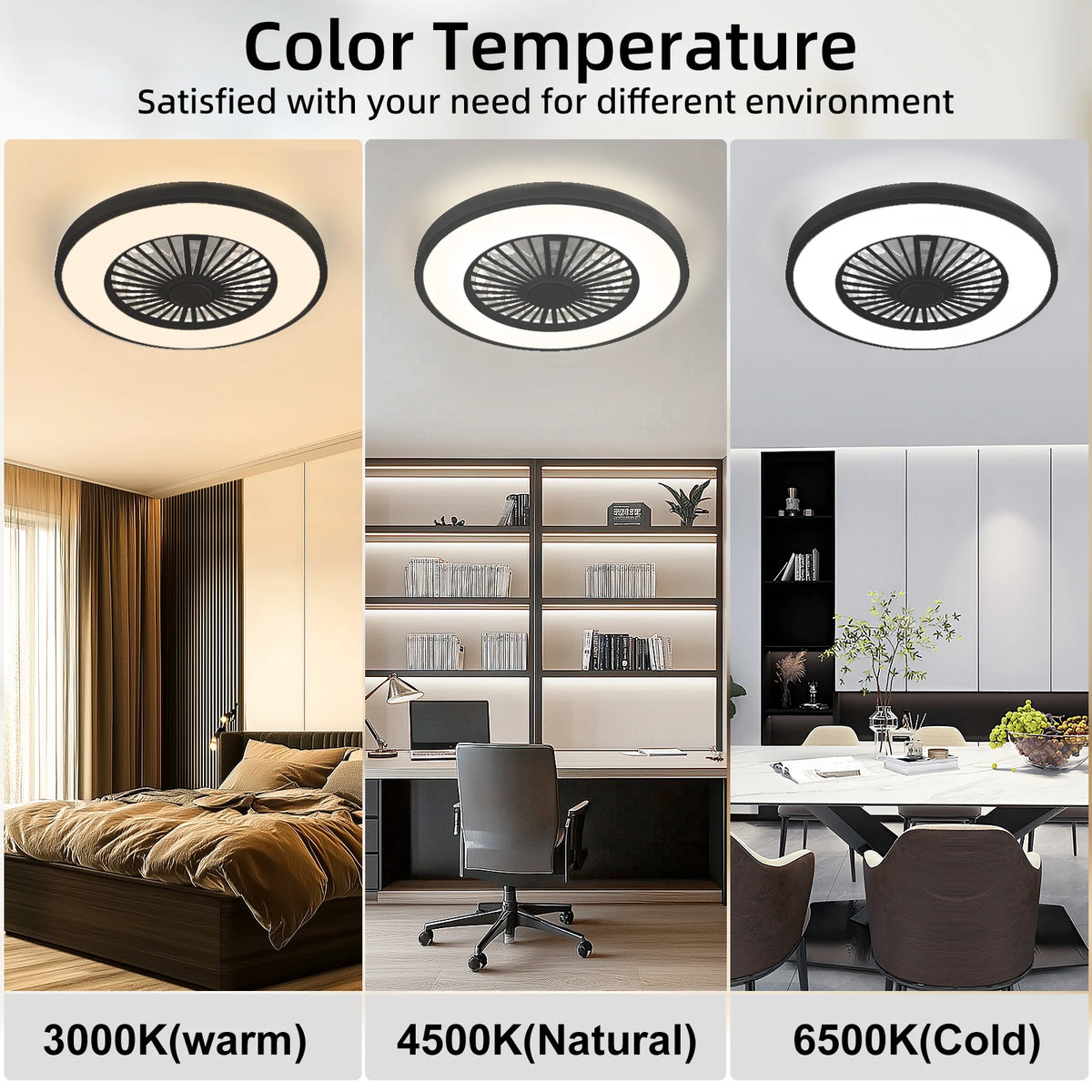 Silent Ceiling Fan Light Reversible DC Motor Remote Control
