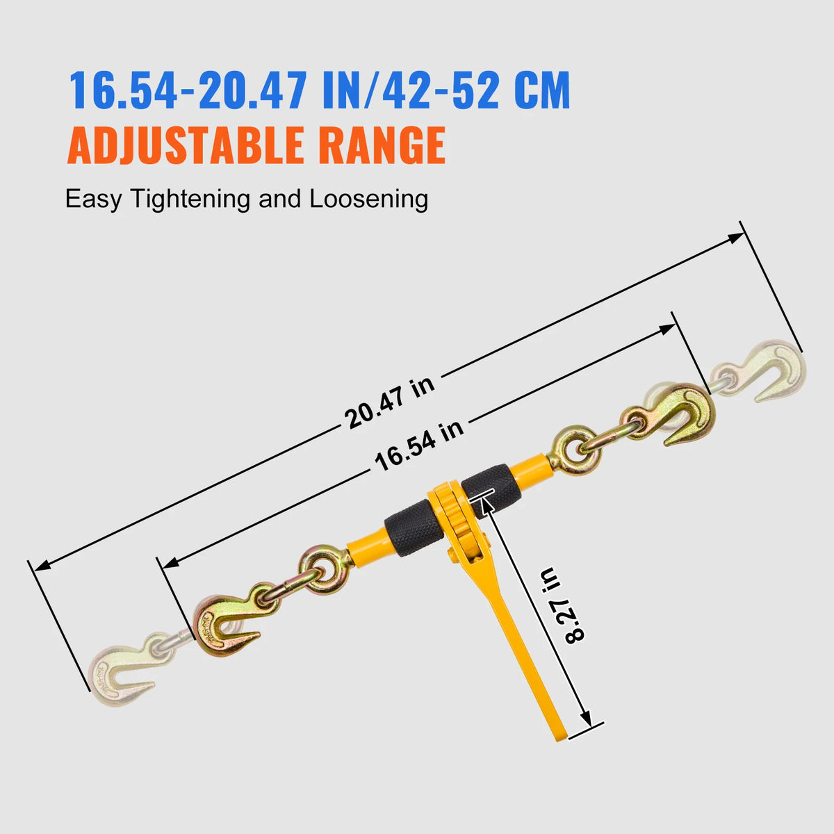 Industrial Ratchet Chain Load Binder With Dual Hooks For Truck Hauling